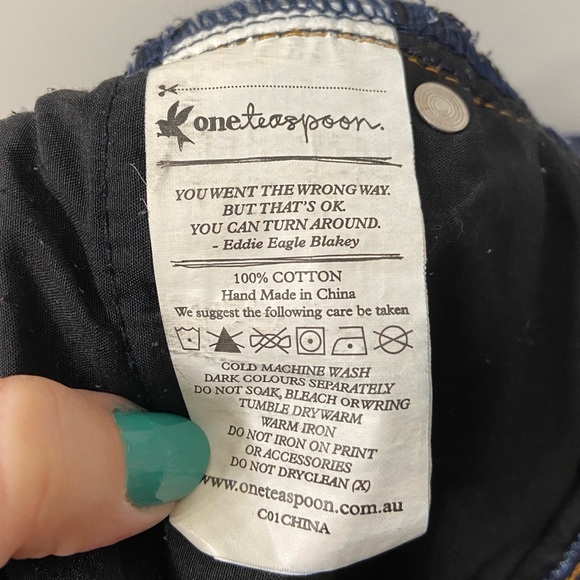 One Teaspoon Awesome Baggies Blue Distressed Jeans 27 - Picture 11 of 12